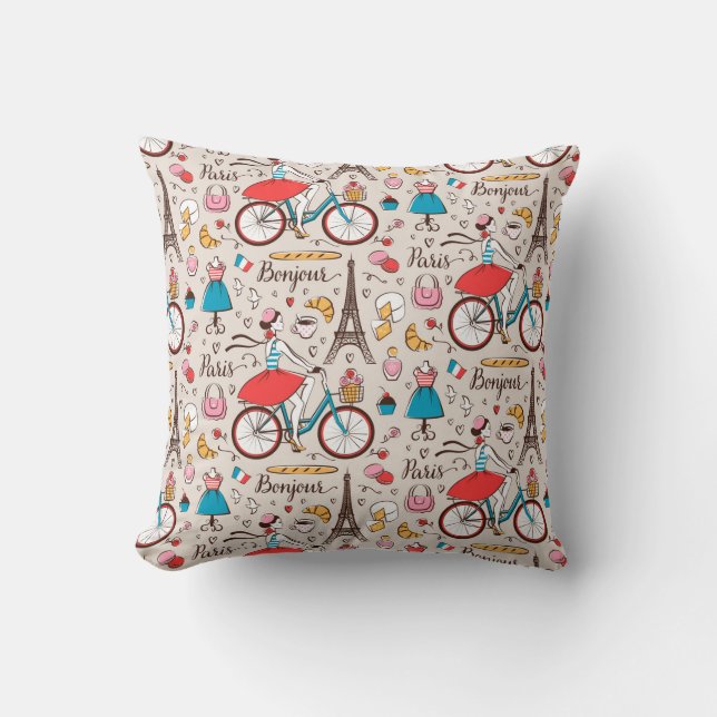 Paris France Pattern Cushion (Front)