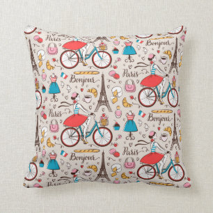 Paris France Pattern Cushion