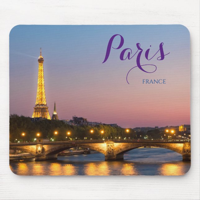 Paris France Postcard Eiffel Tower Mouse Pad Gift (Front)