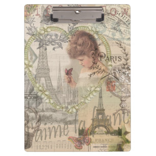 Paris France Pretty Girl Soft Eiffel Clipboard