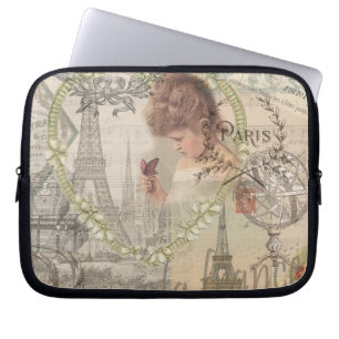 Paris France Pretty Girl Soft Eiffel Laptop Sleeve