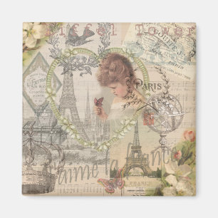 Paris France Pretty Girl Soft Eiffel Magnet