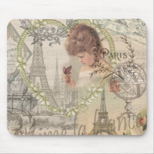Paris France Pretty Girl Soft Eiffel Mouse Pad