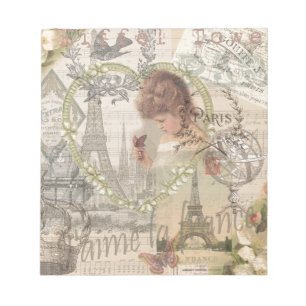 Paris France Pretty Girl Soft Eiffel Notepad
