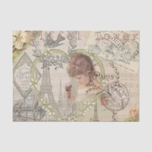 Paris France Pretty Girl Soft Eiffel Tissue Paper