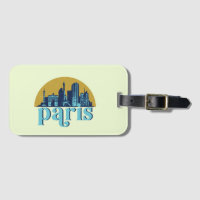 Paris France Retro City Skyline Cityscape Art