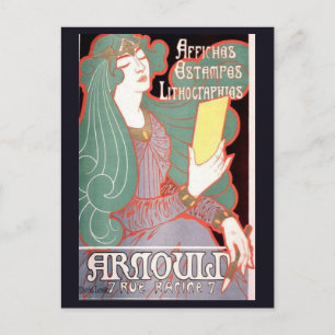 Paris France Retro Whimsical Artistic Postcard