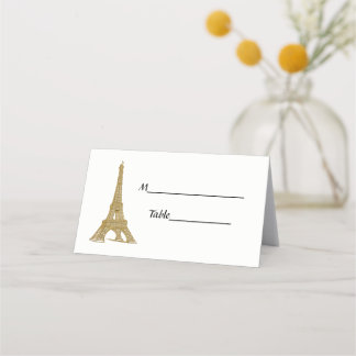 Paris France Skyline #2 Faux Gold Escort Cards