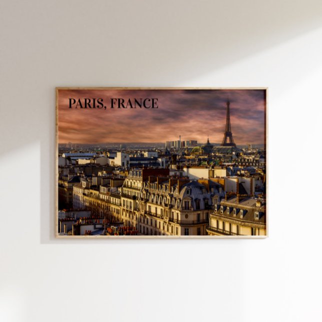 Paris France Skyline Eiffel Tower Pink Sky Poster (Creator Uploaded)