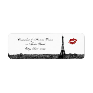 Paris France Skyline Kiss #1 BW H Return Address