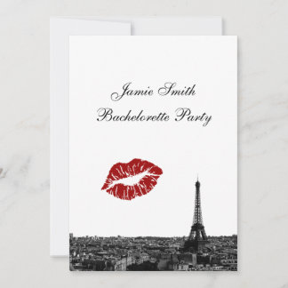 Paris France Skyline Kiss #1 BW V Bachelorette Invitation