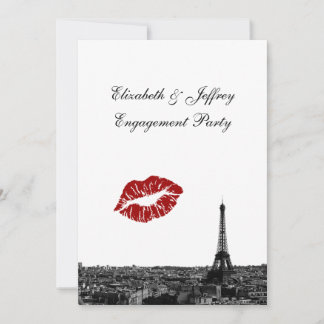 Paris France Skyline Kiss #1 BW V Engagement V Invitation