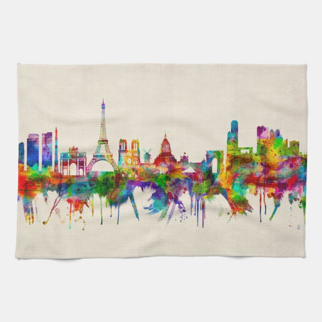 Paris France Skyline Tea Towel (Horizontal)