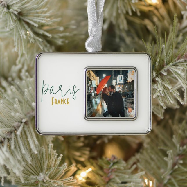 Paris, France Souvenir Memory Silver Plated Framed Ornament (Tree)