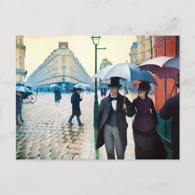 Paris France Street Scene Rainy Day Postcard (Front)