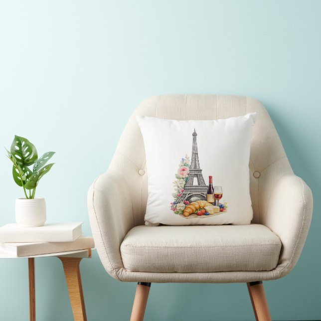 Paris France Throw Pillow (Chair)