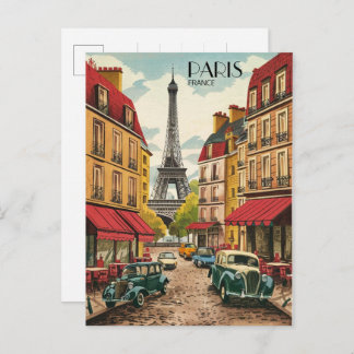 Paris france Tour Effiel vintage old streets gifts Postcard