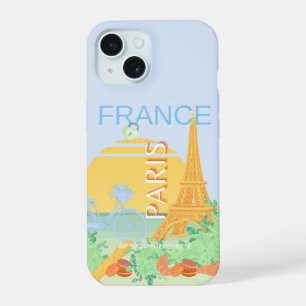 Paris, France, Travel Art, Preppy, Pastel, Blue iPhone 15 Case