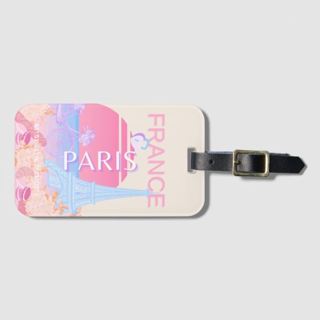Paris, France, Travel Art, Preppy, Pastel Luggage Tag (Front Horizontal)