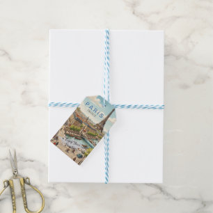 Paris France Travel Art Vintage Personalise Gift Tags