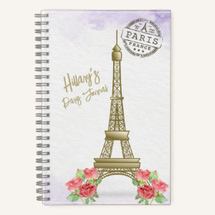 Paris France Travel Journal Spiral Notebook