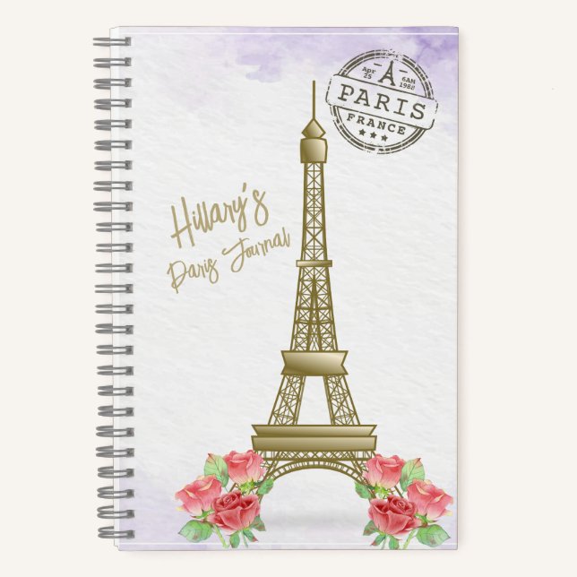 Paris France Travel Journal Spiral Notebook (Front)