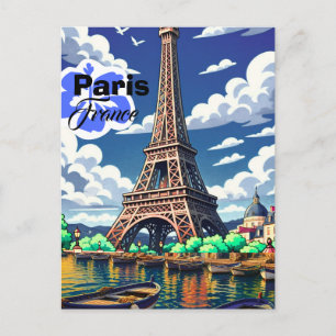 Paris France Travel Postcard, Paris Skyline, Paris Holiday Postcard