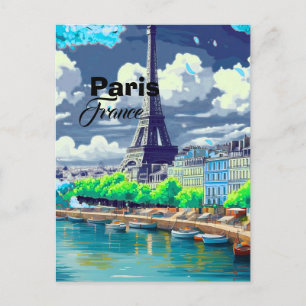 Paris France Travel Postcard, Paris Skyline, Paris Postcard