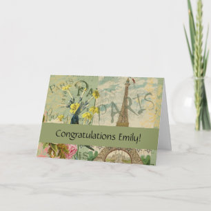 Paris France Travel Vintage Antique Art Painting Card