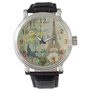 Paris France Travel Vintage Antique Art Painting Watch