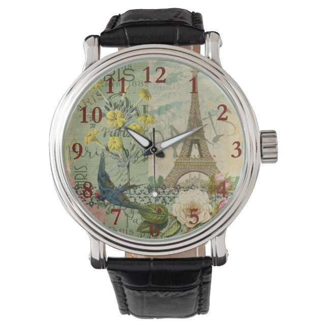 Paris France Travel Vintage Antique Art Painting Watch (Front)