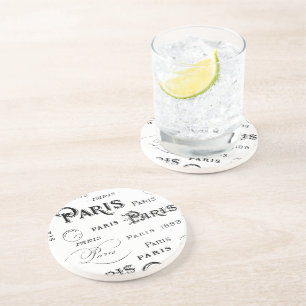 Paris France Typography Souvenirs Coaster