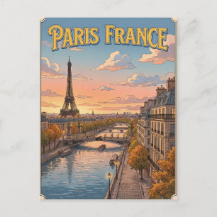 Paris France Vintage Anime Travel Postcard
