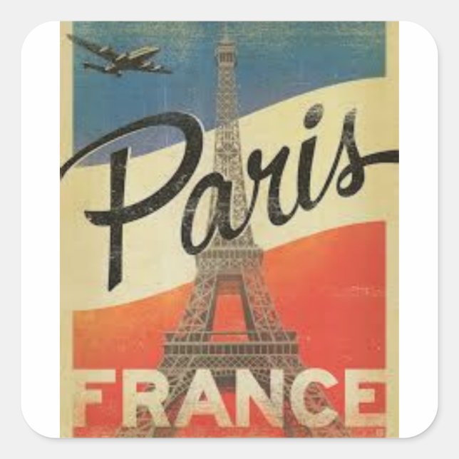 Paris France Vintage Square Sticker (Front)