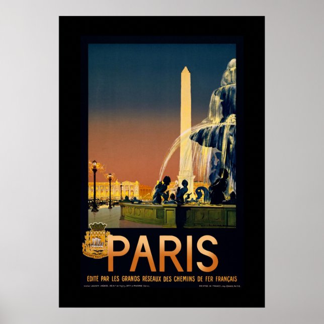 Paris, France Vintage Travel Art Poster (Front)