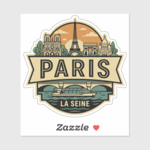 Paris France Vintage Travel Badge Eiffel Tower