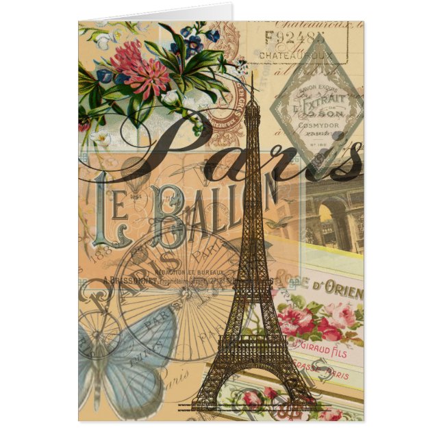 Paris France Vintage Travel Colourful Artwork (Front)