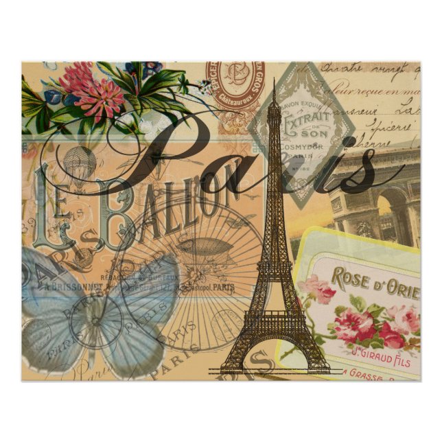Paris France Vintage Travel Colourful Artwork Poster (Front)