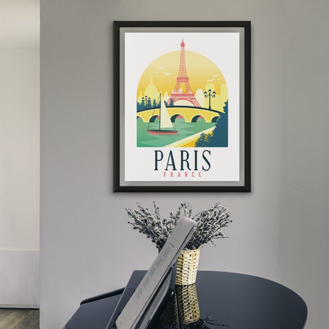 Paris France Vintage Travel    Poster (paris france vintage travel poster)