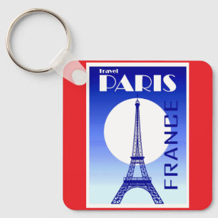 Paris, France vintage travel Poster Key Ring