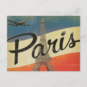 paris France Vintage Travel retro tourism vacation Postcard