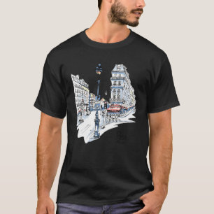 Paris France Watercolor City Scape Buildings Trave T-Shirt