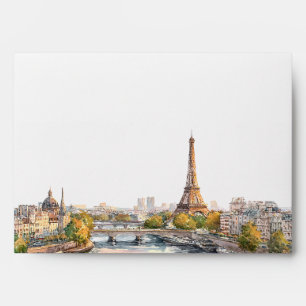 Paris France Watercolor Return Address Envelope