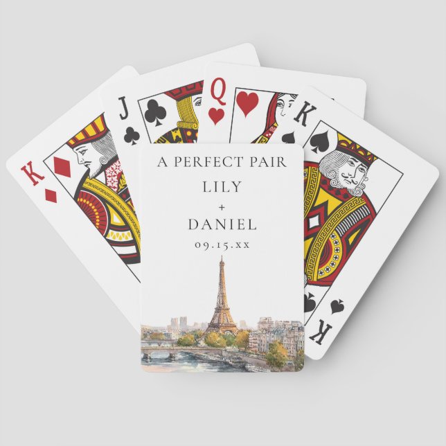 Paris France Wedding Perfect Pair Favour Playing Cards (Back)
