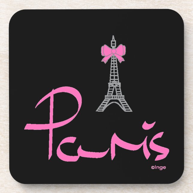 Paris,-France-with-Pink-Bow Coaster (Front)