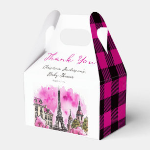 Paris French Bonjour Bebe Pink Black Baby Shower Favour Box