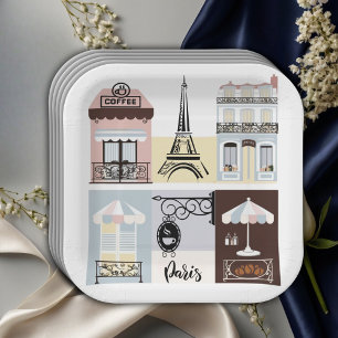 Paris French Cafe Patisserie Baby Shower  Paper Plate