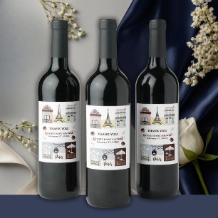 Paris French Cafe Patisserie Baby Shower  Wine Label