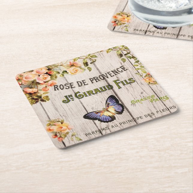 Paris French Distressed Birthday Party Coasters (Angled)