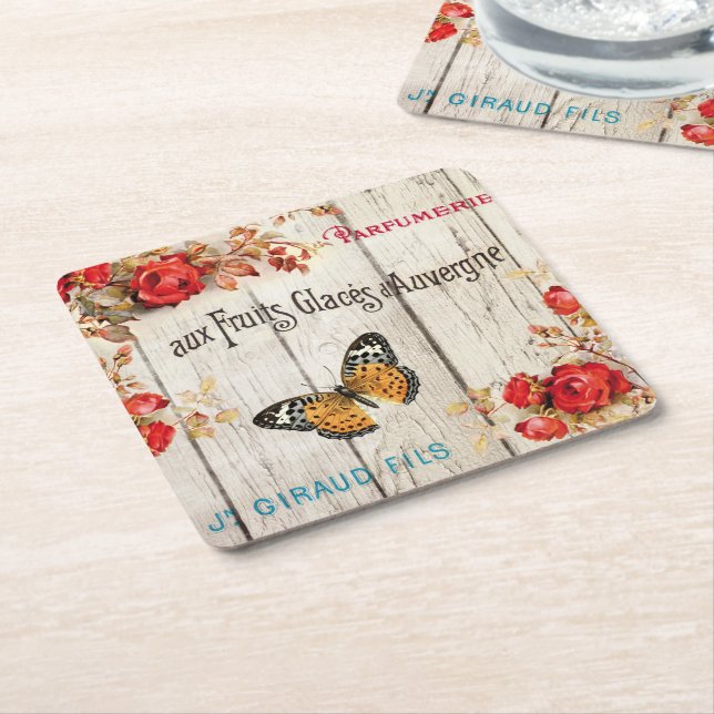 Paris French Distressed Birthday Party Coasters (Angled)